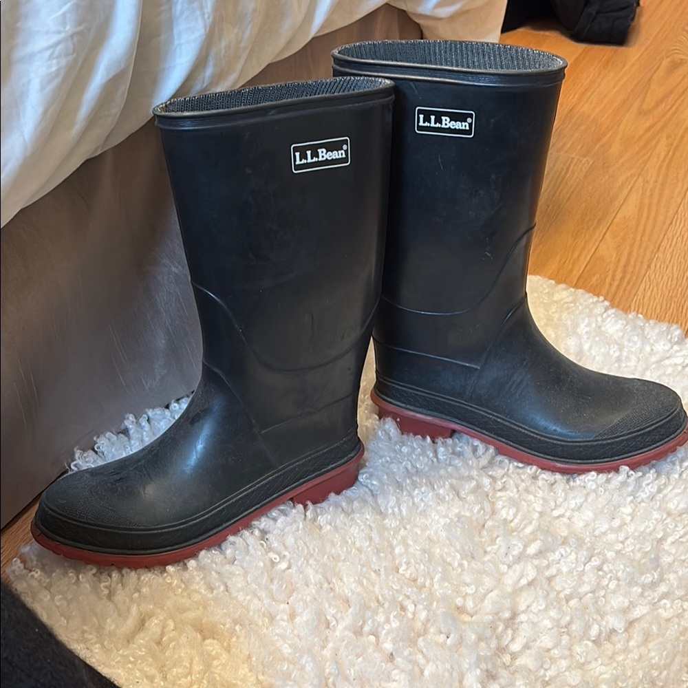 L.L. Bean Black and Red Winter Rain Boots